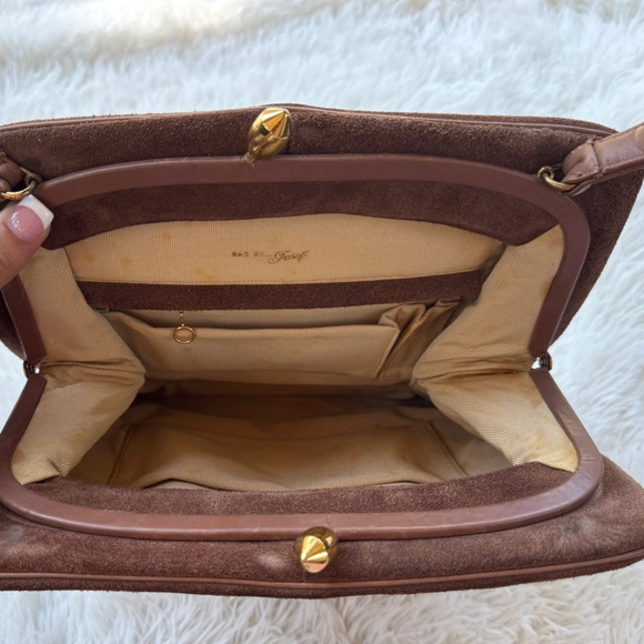 Vintage 1950s “Bag by Josef” Brown Suede Top Handle Purse - Picture 3 of 9